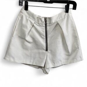 Topshop High Waist White Shorts with Zipper Detail Size 6 Excellent Condition